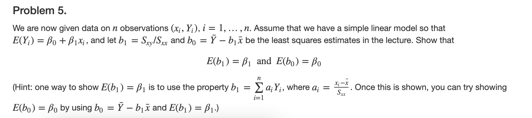 Solved We are now given data on n observations | Chegg.com
