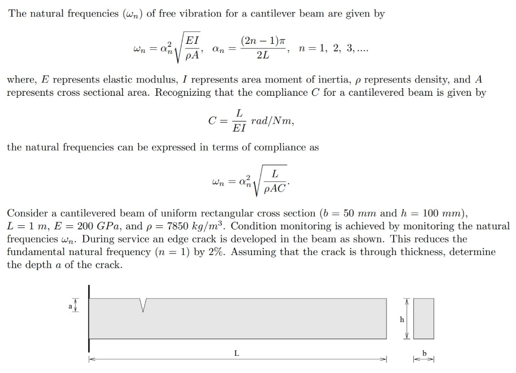 Wn Equation The natural frequencies (wn) of free vibration for a | Chegg.com