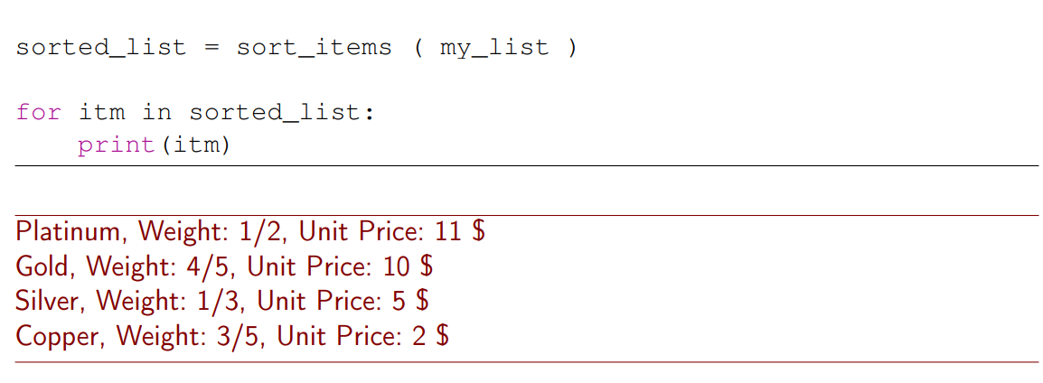 Solved 2.2.1 Function sort_items This function should sort a | Chegg.com