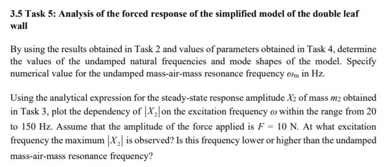 3.5 Task 5: Analysis Of The Forced Response Of The | Chegg.com