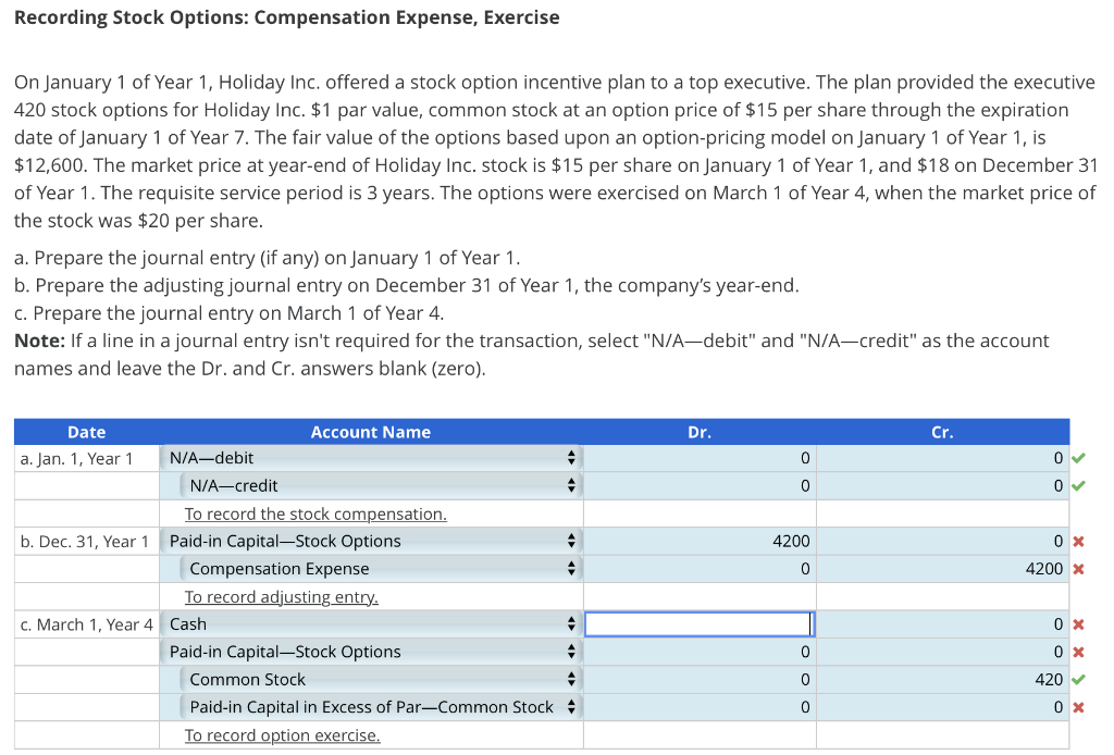 Solved Recording Stock Options: Compensation Expense, | Chegg.com