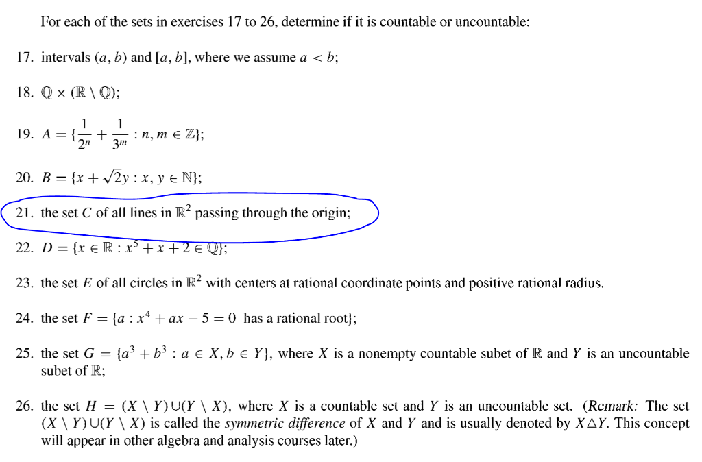 Solved For each of the sets in exercises 17 to 26, determine | Chegg.com