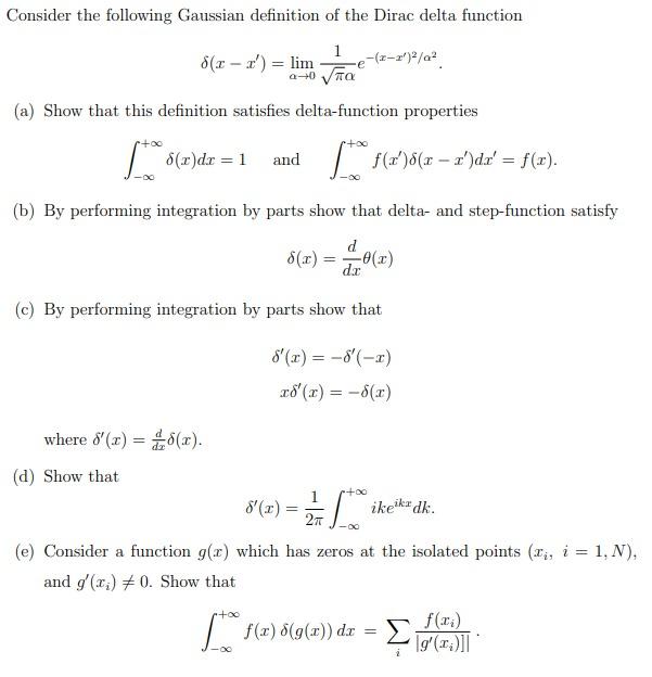 Solved Consider the following Gaussian definition of the | Chegg.com