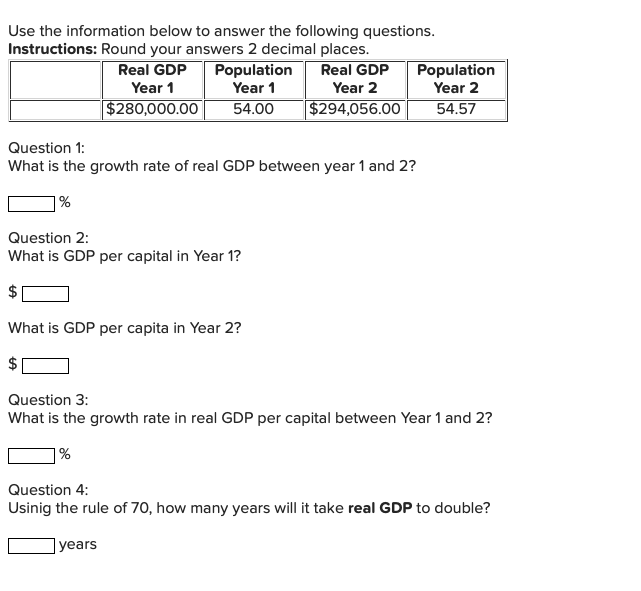 Solved Use the information below to answer the following