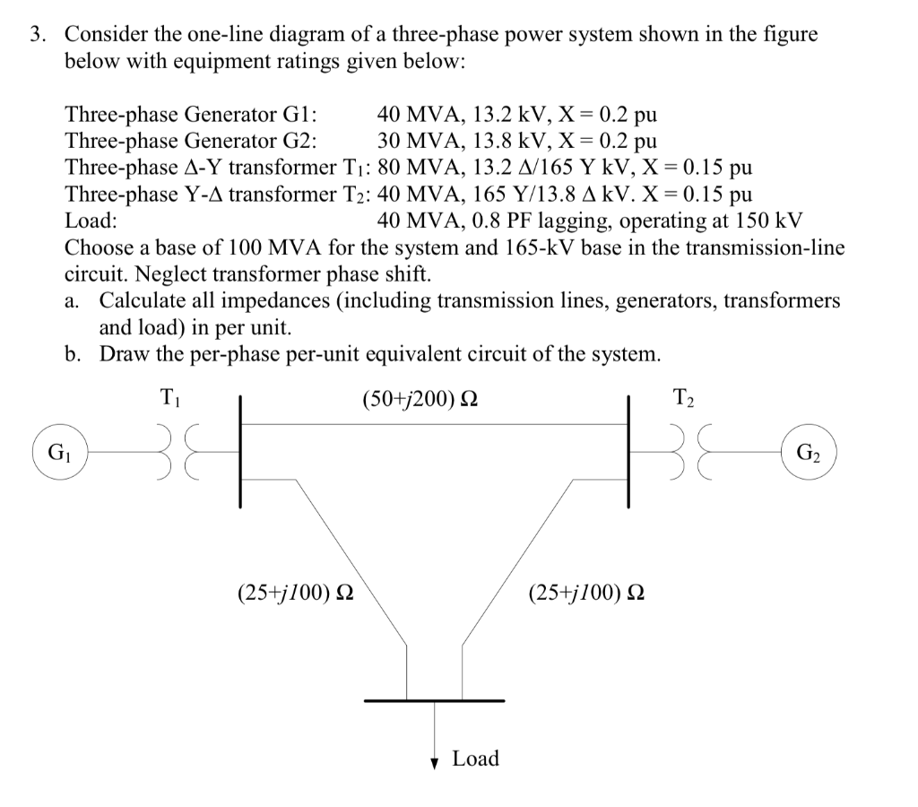 Solved 3. Consider the one-line diagram of a three-phase | Chegg.com