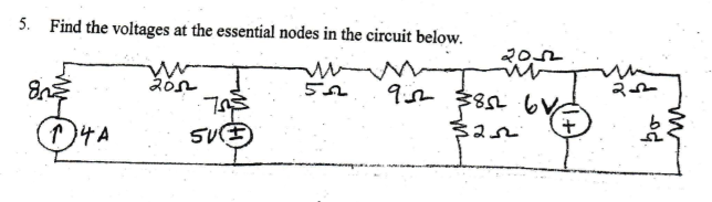 Solved 5. Find the voltages at the essential nodes in the | Chegg.com