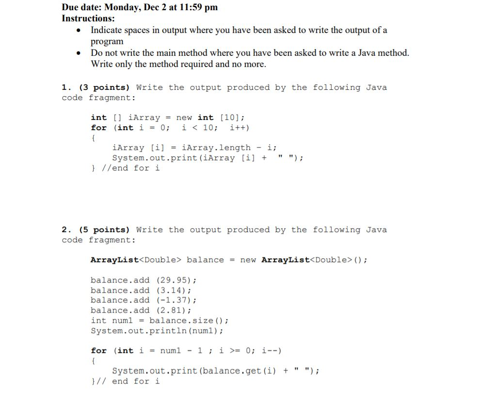 Solved Due date: Monday, Dec 2 at 11:59 pm Instructions: | Chegg.com