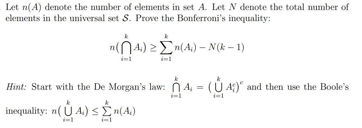Solved Let n(A) denote the number of elements in set A. Let | Chegg.com