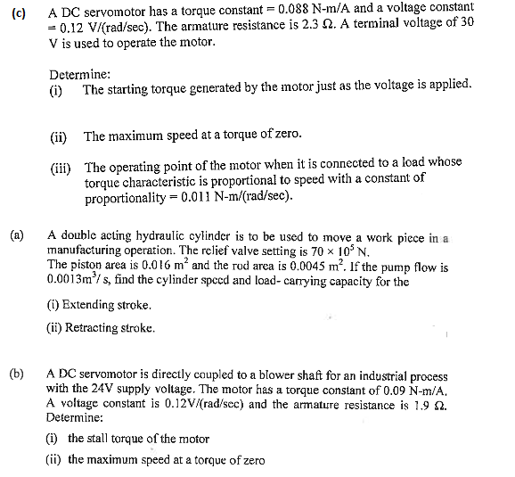 Solved (c) A DC servomotor has a torque constant = 0.088