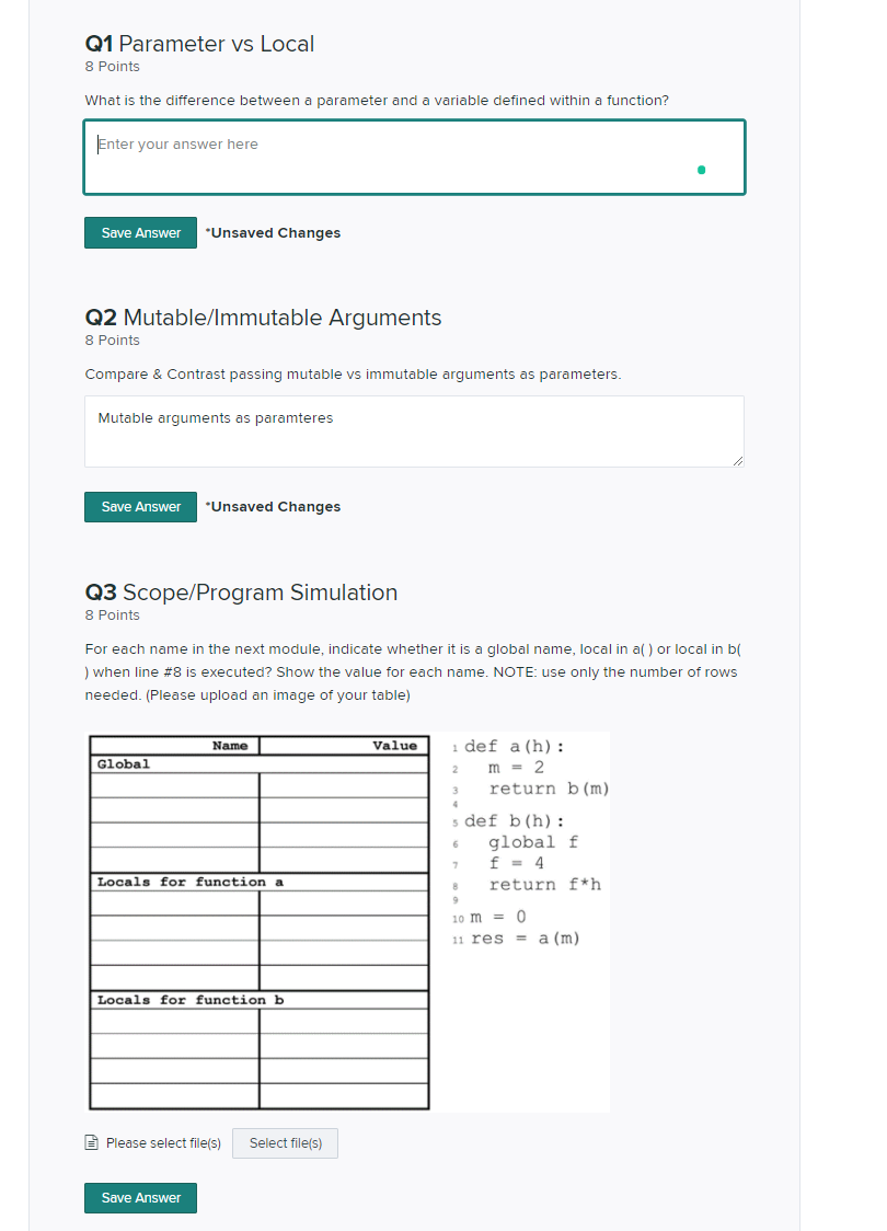 Solved Q1 Parameter vs Local 8 Points What is the difference | Chegg.com