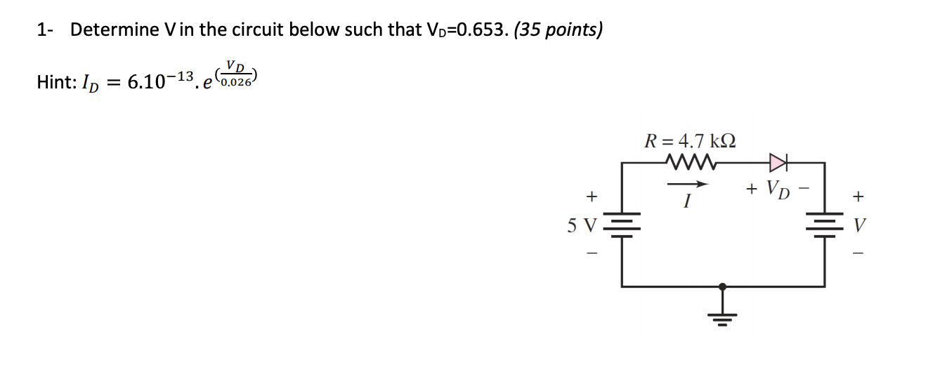 Solved 1- Determine V in the circuit below such that | Chegg.com
