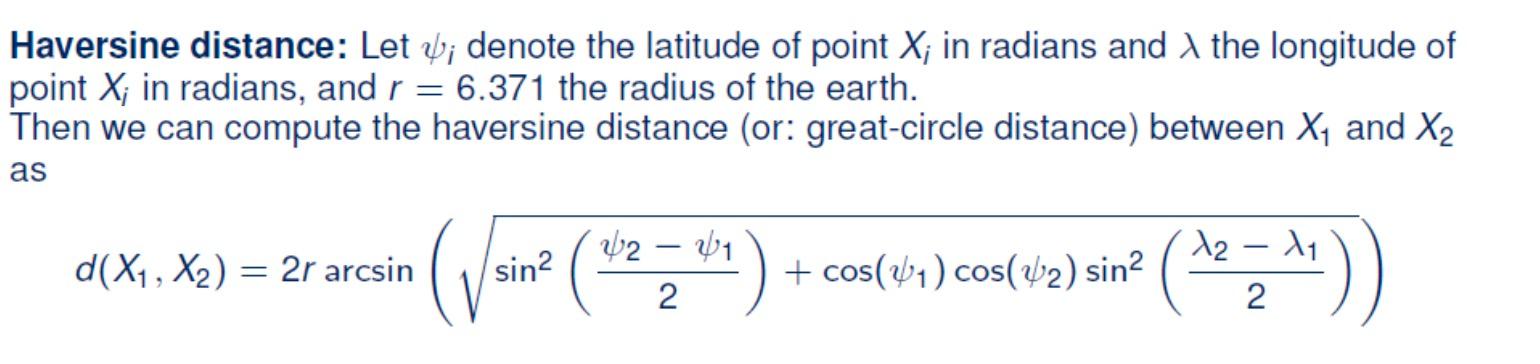 Solved Haversine distance: Let ψi denote the latitude of | Chegg.com