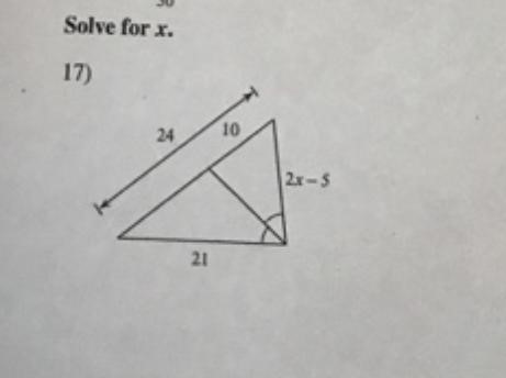 Solved Solve for x. 17) 24 10 |2r-5 21 | Chegg.com