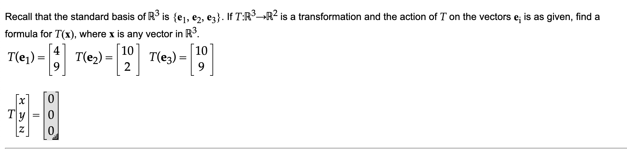 Solved a Recall that the standard basis of R3 is {e1, C2, | Chegg.com