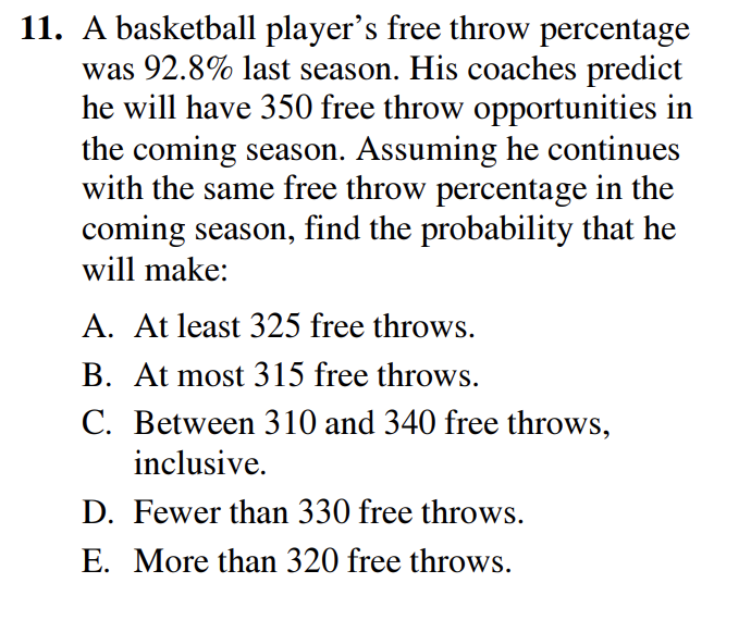 Solved 11. A basketball player's free throw percentage was