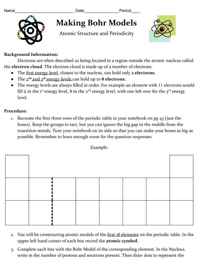 Bohr Atomic Models Worksheet Answers - Englishworksheet.my.id