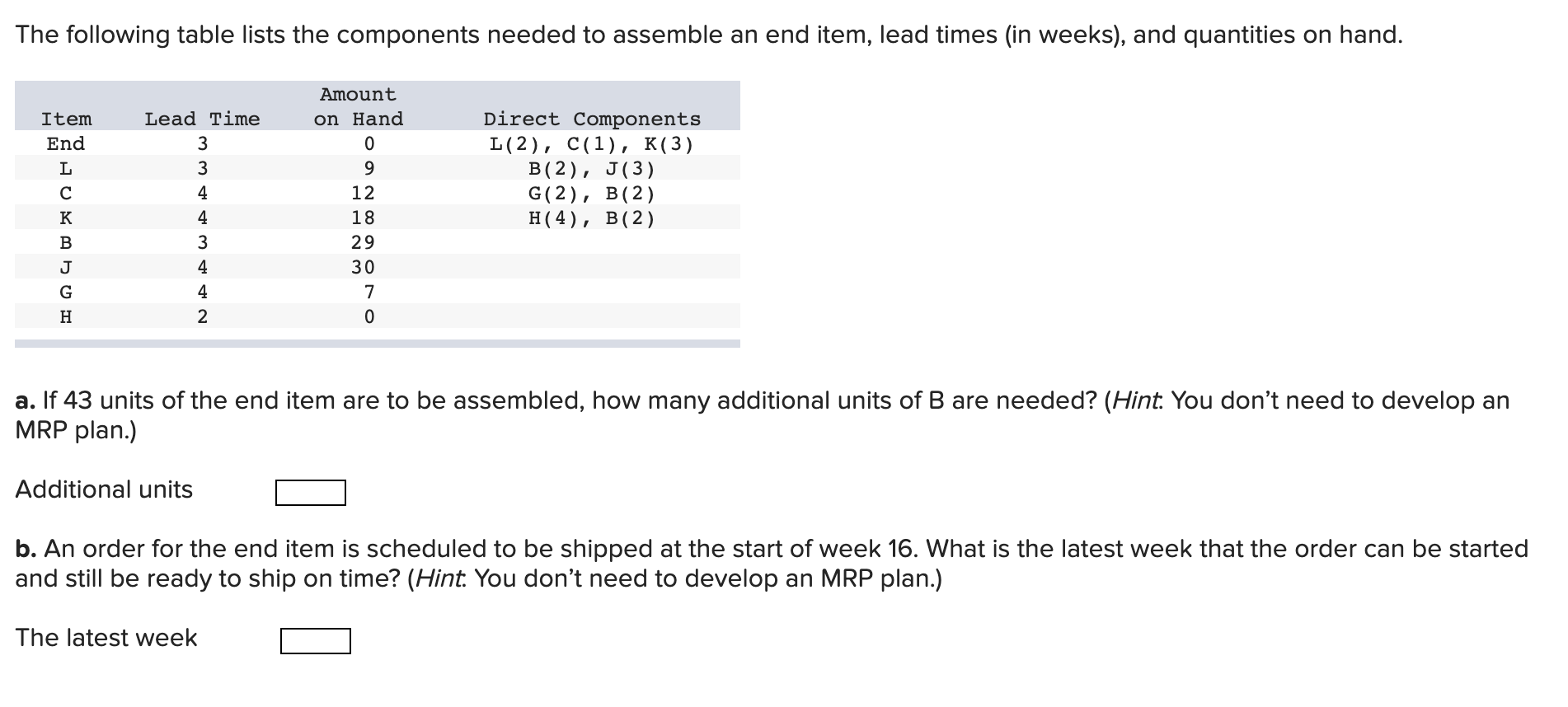 solved-the-following-table-lists-the-components-needed-to-chegg