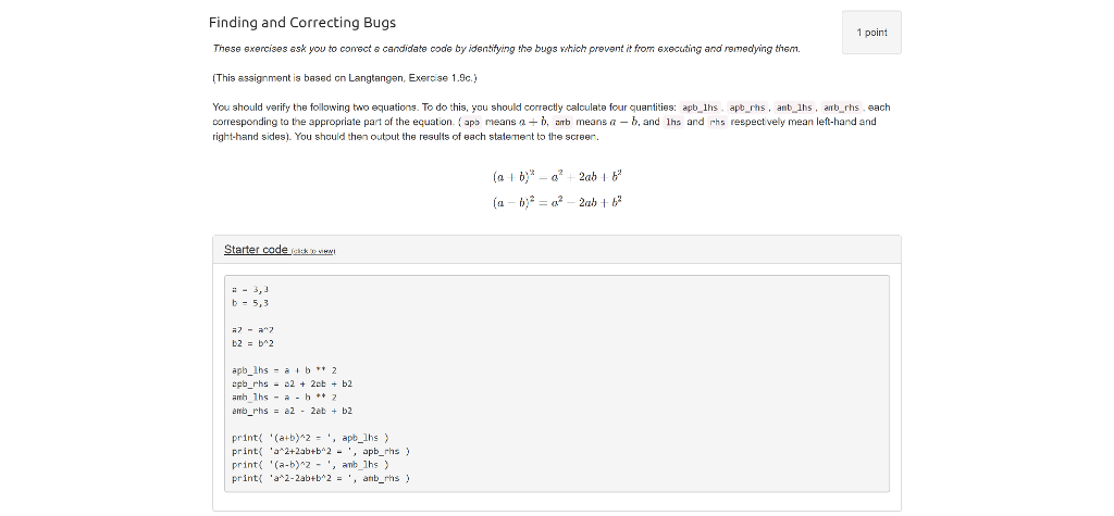 Solved Finding and Correcting Bugs These exercises ask you | Chegg.com