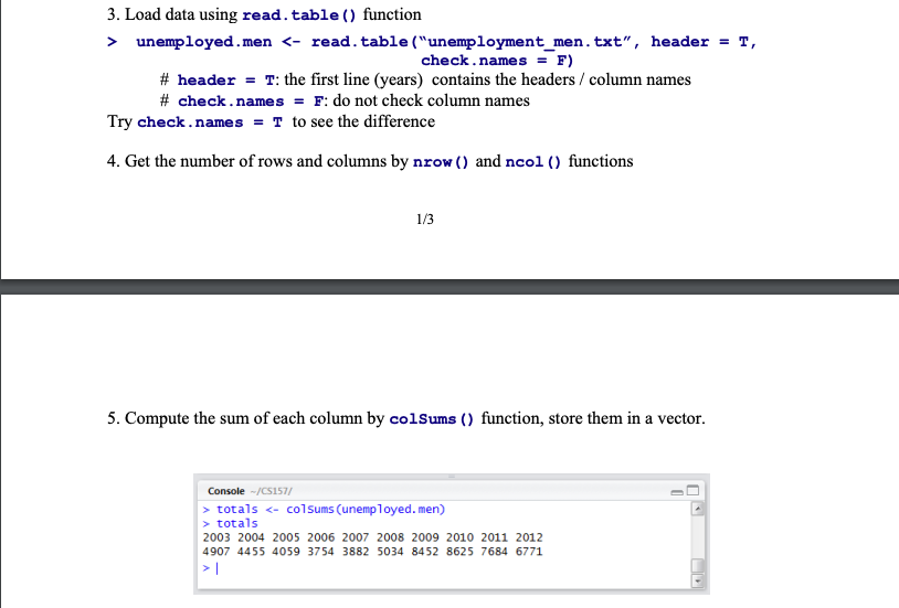 Solved 3. Load data using read.table ) function | Chegg.com