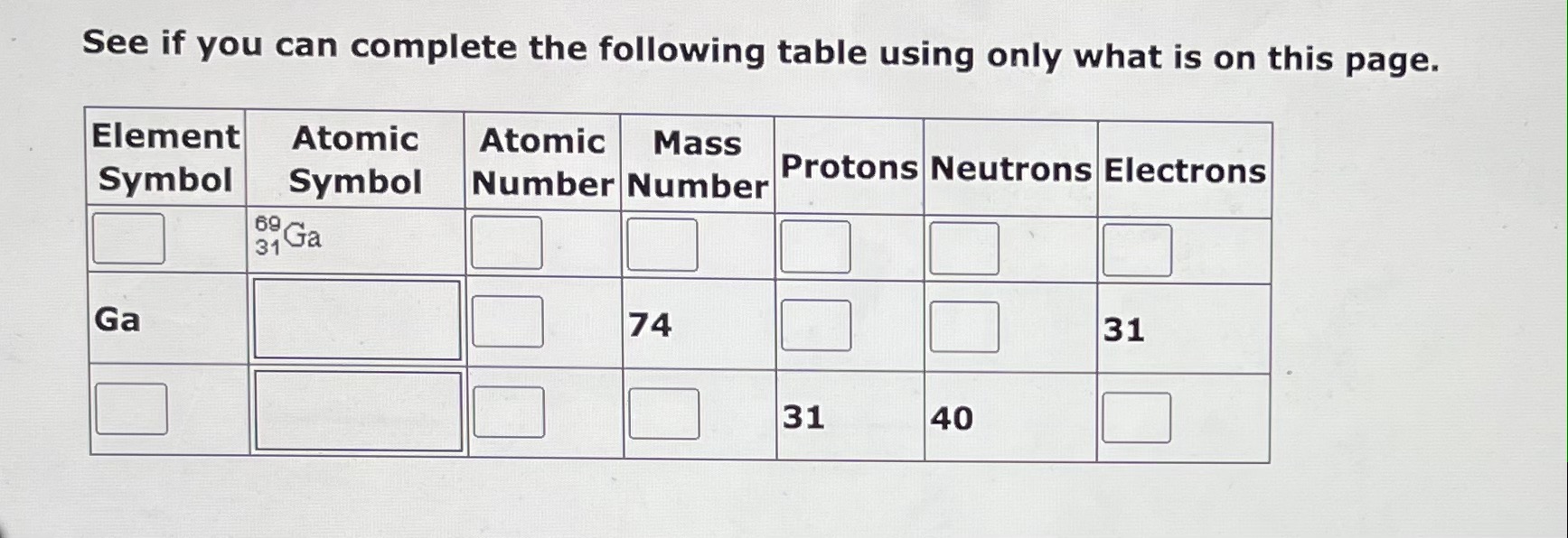 Solved See if you can complete the following table using | Chegg.com
