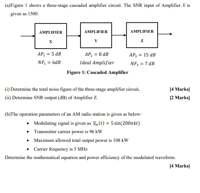 Solved (a)Figure 1 shows a threestage cascaded amplifier