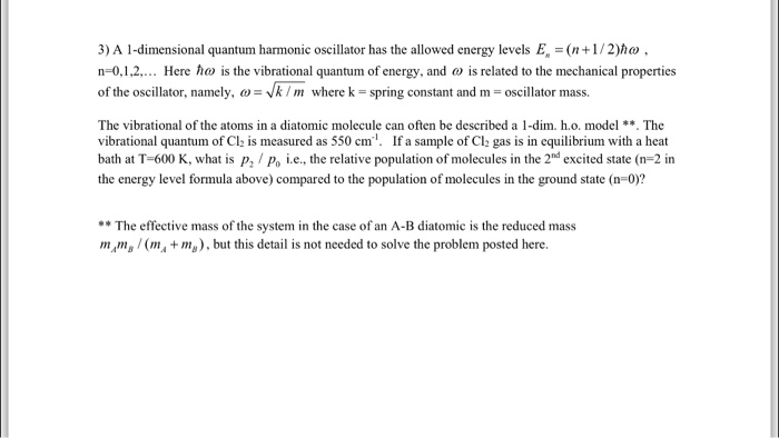 Solved A 1-dimensional quantum harmonic oscillator has the | Chegg.com