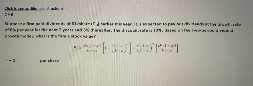 Solved Suppose a firm paid dividends of $1/share (D0) | Chegg.com