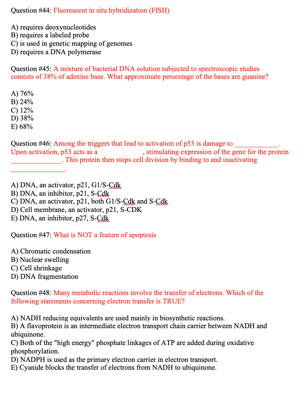 Solved Question 44 Fluorescent in situ hybridization
