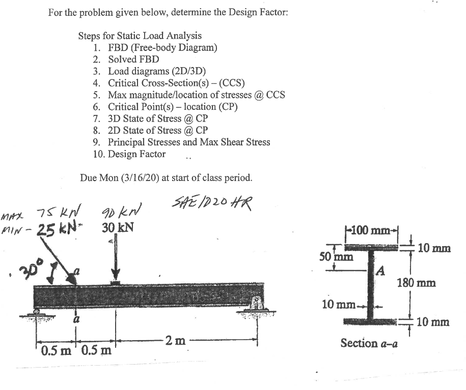 Solved For the problem given below, determine the Design | Chegg.com
