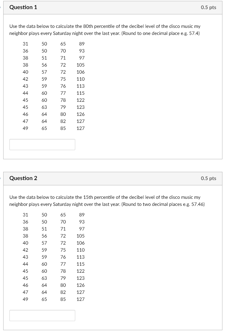 Solved Question 1 0.5 pts Use the data below to calculate | Chegg.com