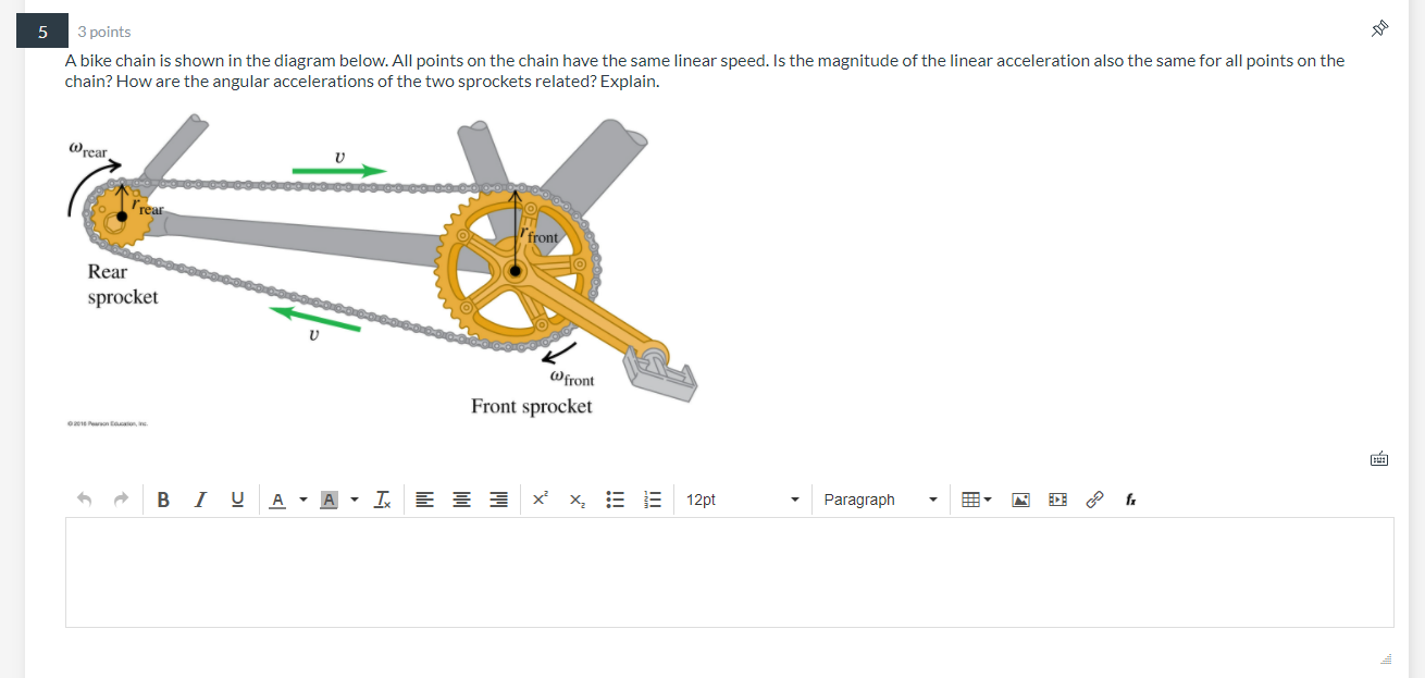 Solved 5 3 points A bike chain is shown in the diagram