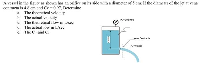 Solved A vessel in the figure as shown has an orifice on its | Chegg.com