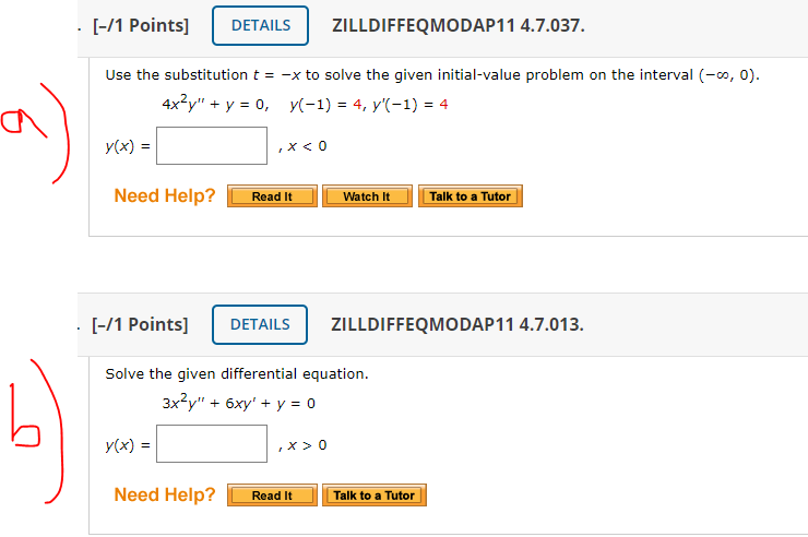 Solved • (-/1 Points] DETAILS ZILLDIFFEQMODAP11 4.7.037. Use | Chegg.com