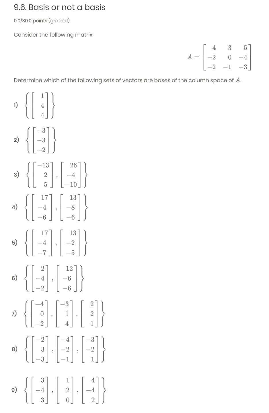 Solved 96 Basis Or Not A Basis 00300 Points Graded 7547