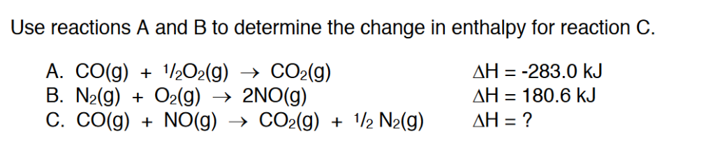 Solved Use reactions A and B to determine the change in | Chegg.com