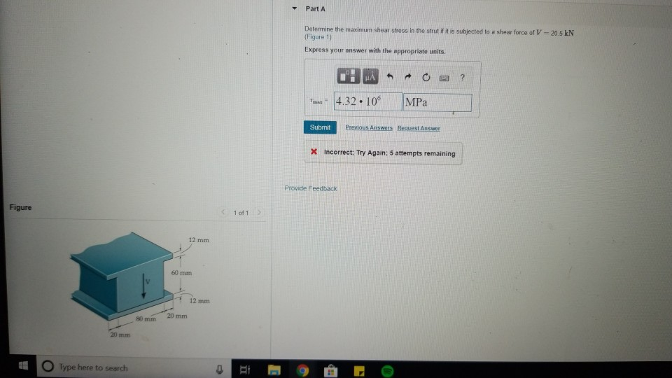 Solved Part A Determine the maximum shear stress in the | Chegg.com