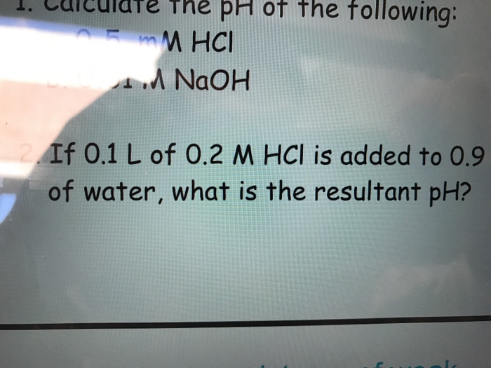 calculate ph of following solutions a 0.1 m hcl