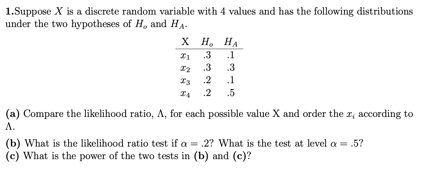 Solved 1. Suppose X is a discrete random variable with 4 | Chegg.com