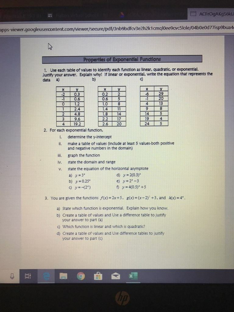Solved 4. For each functions, choose the graph that | Chegg.com