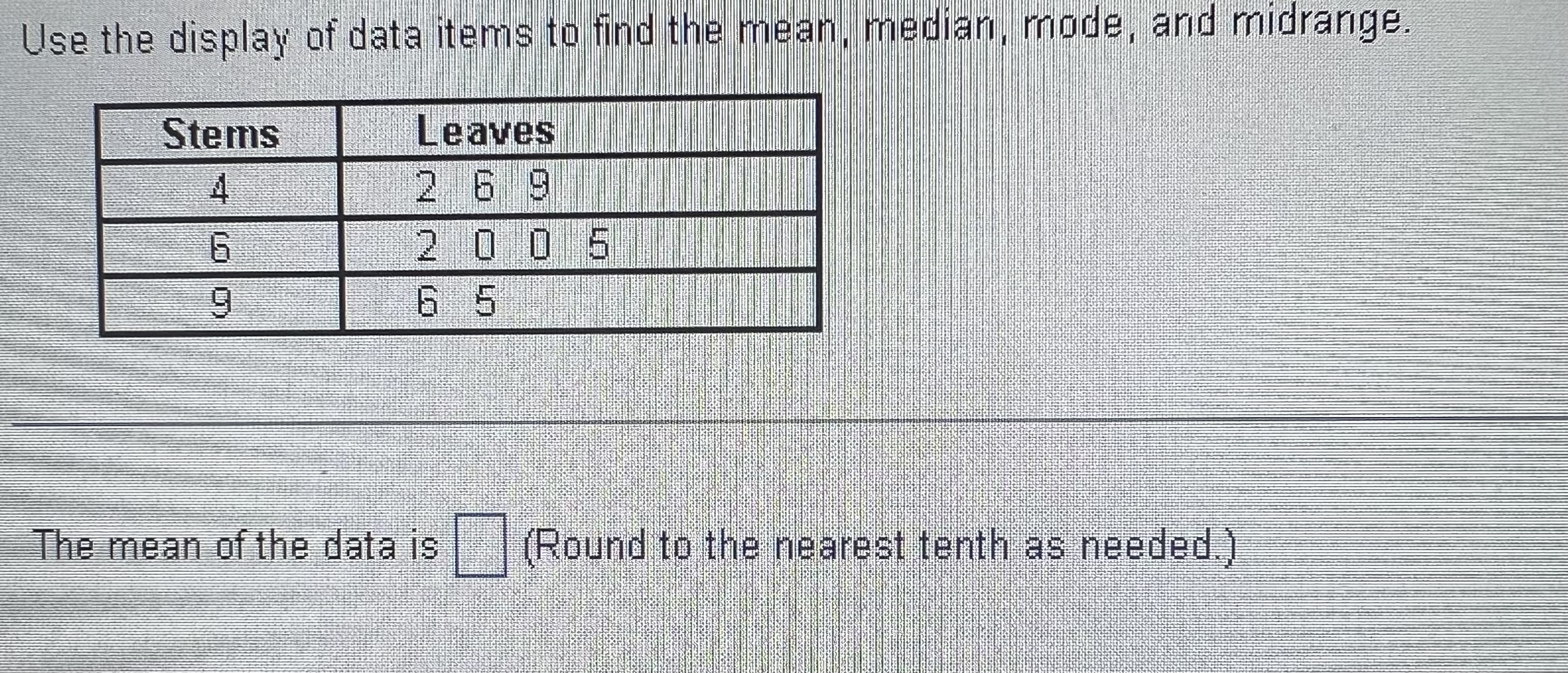 solved-use-the-display-of-data-items-to-find-the-mean-chegg