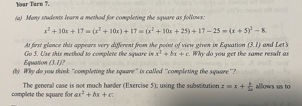 Solved (a) Many students learn a method for completing the | Chegg.com