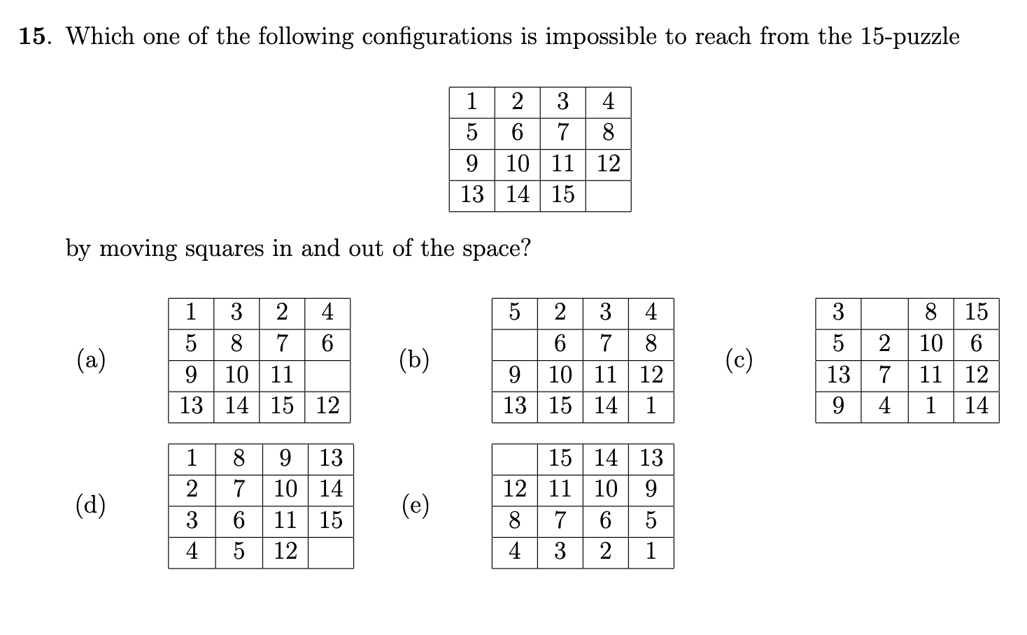 Solved 15 Which One Of The Following Configurations Is Chegg Com