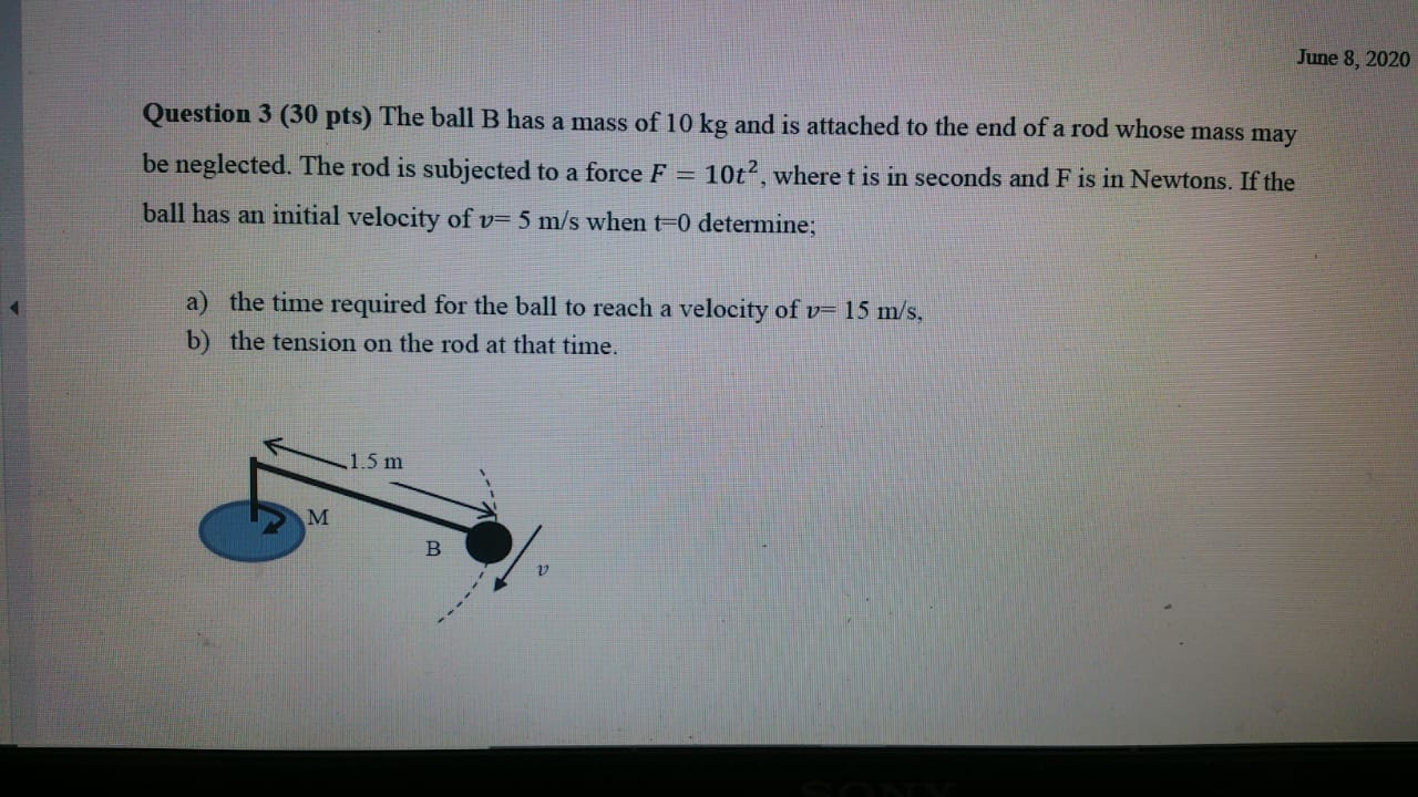 Solved June 8, 2020 Question 3 (30 Pts) The Ball B Has A | Chegg.com