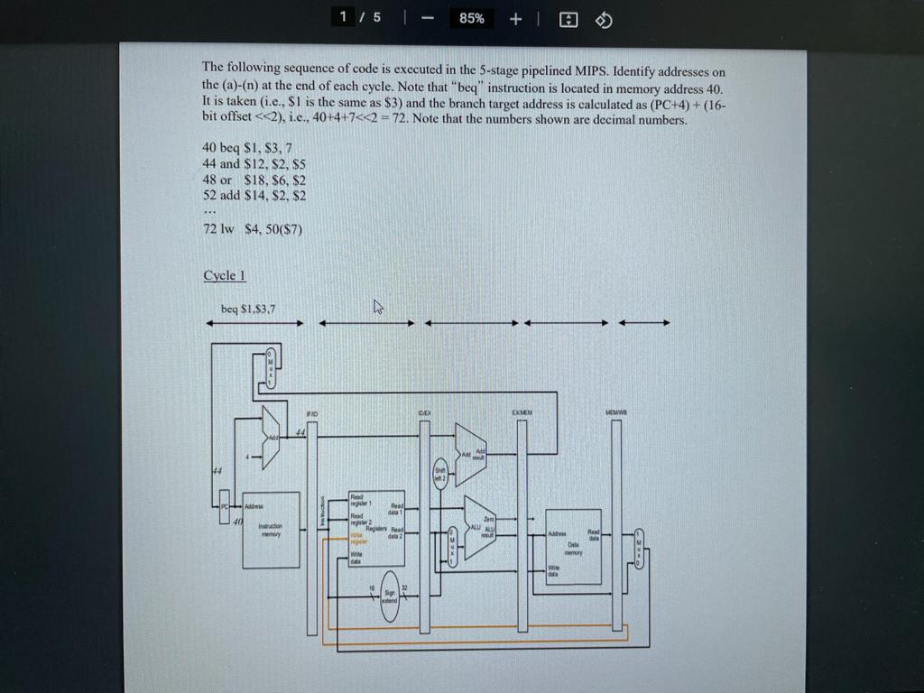 1 / 5 | 85% + 10 ) The following sequence of code is | Chegg.com