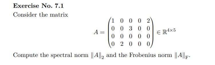 Solved Exercise No. 7.1 Consider the matrix | Chegg.com
