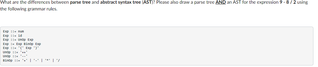 Solved What are the differences between parse tree and | Chegg.com