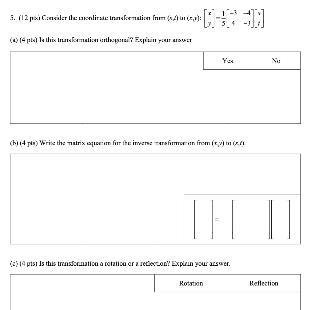 Solved S. (12 ps) Consider the Cordinate transformation from | Chegg.com