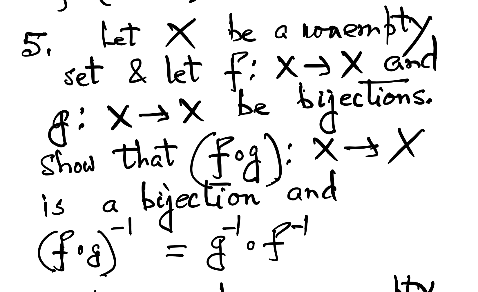 Solved 5. st Let X be a non emp set & let fi xnx and 8: *+ * | Chegg.com