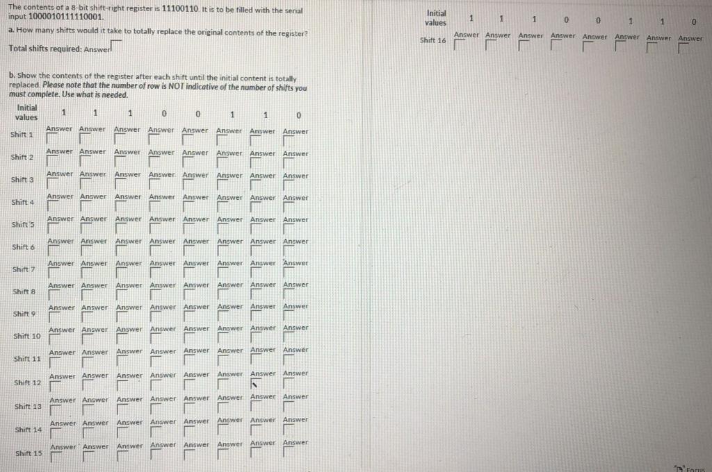 Solved The contents of a 8-bit shift-right register is