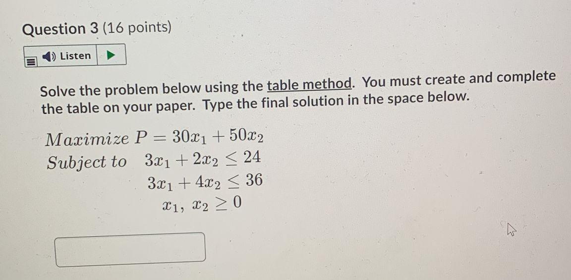 Solved Question 3 (16 points) Listen Solve the problem below | Chegg.com